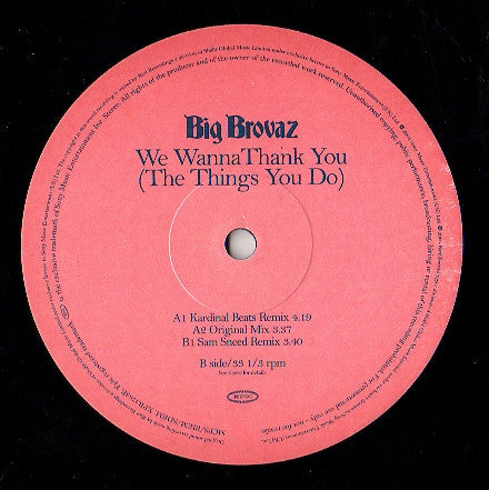 Big Brovaz : We Wanna Thank You (The Things You Do) (12", Promo)