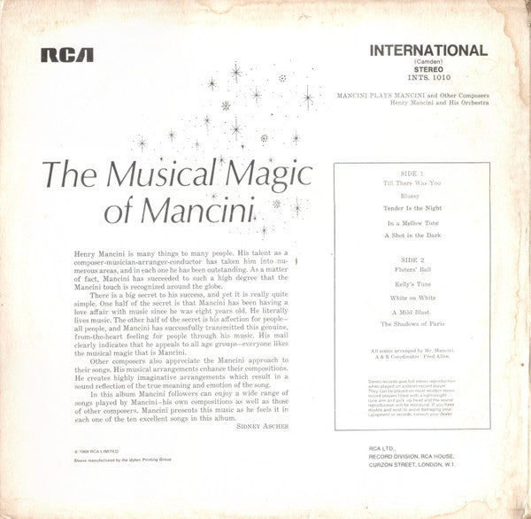 Henry Mancini And His Orchestra : Mancini Plays Mancini (And Other Composers) (LP, Album, RP)