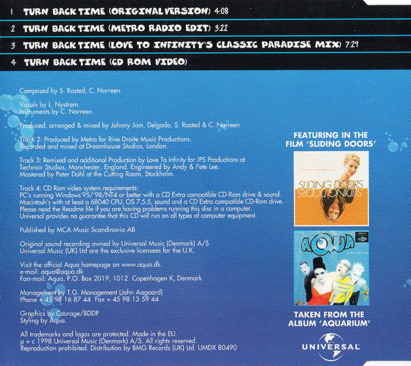 Aqua : Turn Back Time (CD, Single, Enh, CD2)