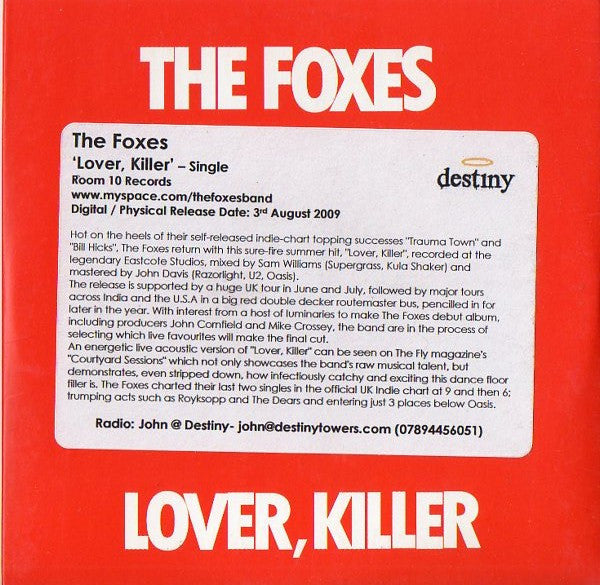 The Foxes : Lover, Killer (CD, Single, Promo)