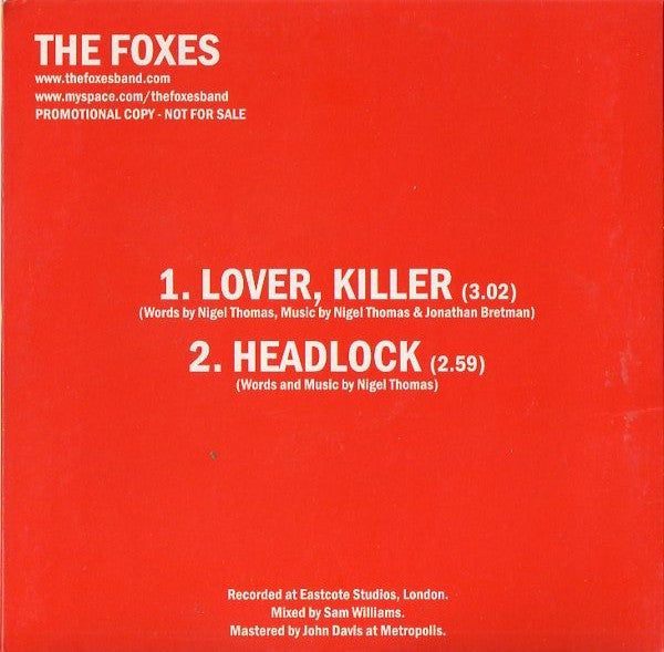 The Foxes : Lover, Killer (CD, Single, Promo)