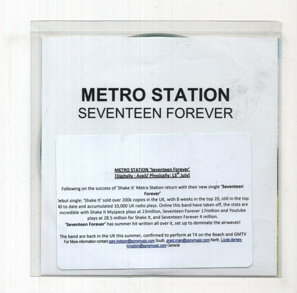 Metro Station : Seventeen Forever (CDr, Single, Promo)