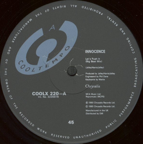 Innocence : Let's Push It (12", Single)
