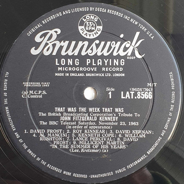 British Broadcasting Corporation : That Was The Week That Was (LP, Mono)