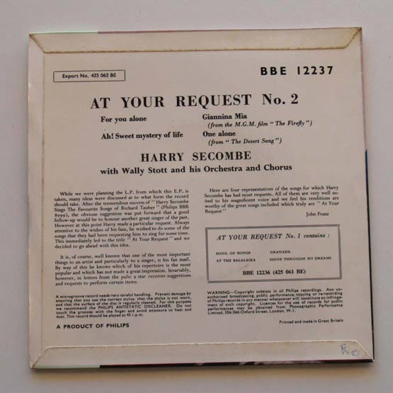 Harry Secombe : At Your Request No. 2 (7", EP)