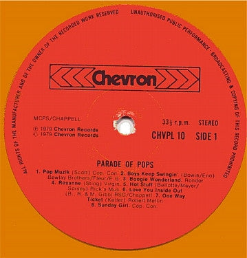 Unknown Artist : Parade Of Pops (LP, Album, Ltd, Gol)
