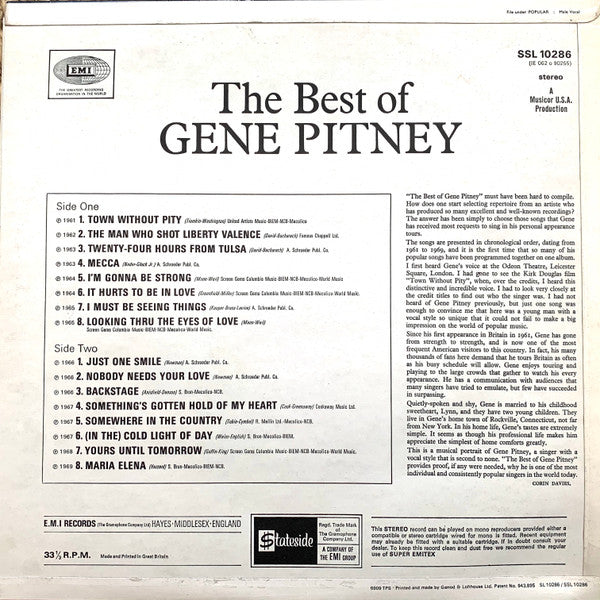 Gene Pitney : The Best Of Gene Pitney (LP, Comp)