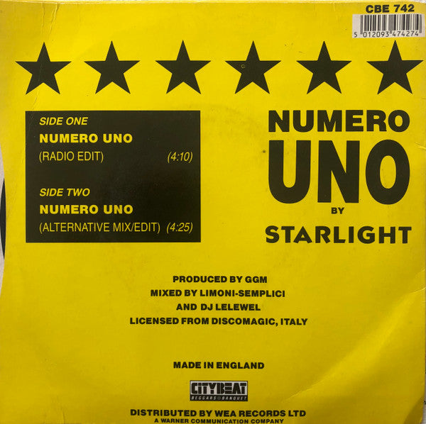 Starlight : Numero Uno (7", Single, CBS)