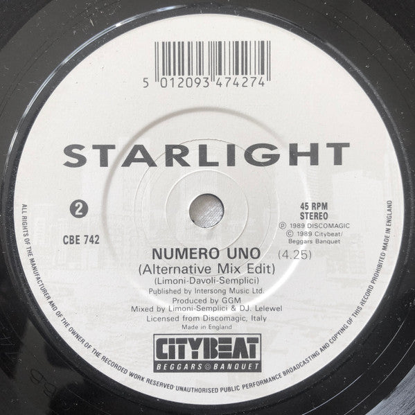 Starlight : Numero Uno (7", Single, CBS)