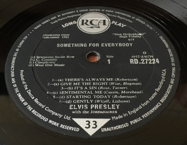 Elvis Presley : Something For Everybody (LP, Album, Mono)