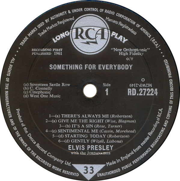 Elvis Presley : Something For Everybody (LP, Album, Mono)