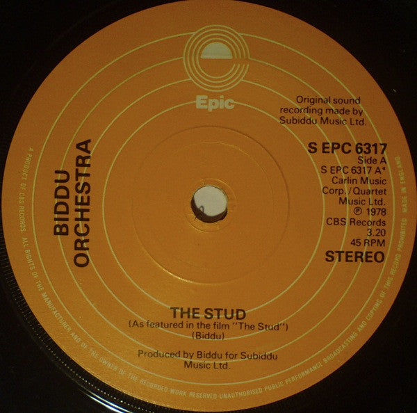 Biddu Orchestra : The Stud (7", Single)