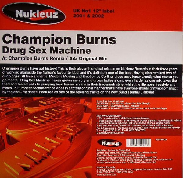 Champion Burns : Drug Sex Machine (12")