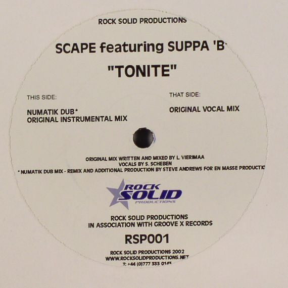 Scape Featuring Suppa B : Tonite (12")