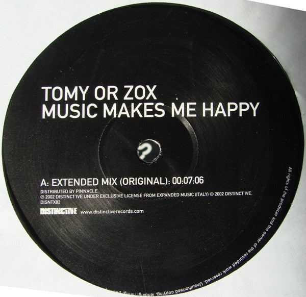 Tomy Or Zox : Music Makes Me Happy (12")