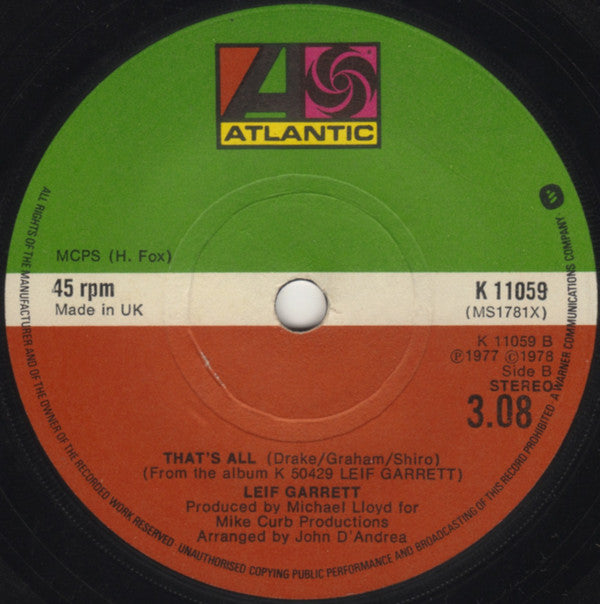 Leif Garrett : I Wanna Share A Dream With You (7", Single, Sol)