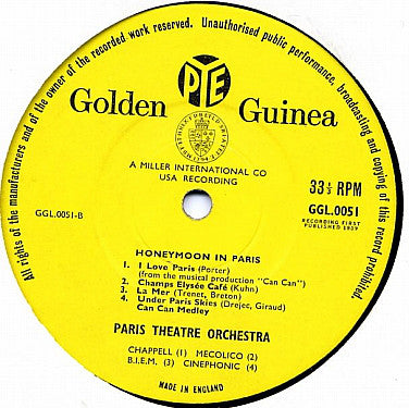The Paris Theatre Orchestra : Honeymoon In Paris (LP)