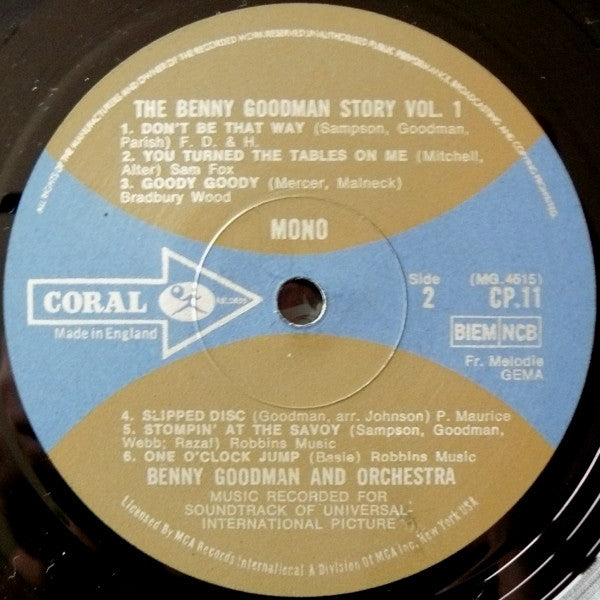 Benny Goodman : The Benny Goodman Story Vol. 1 (LP, Album, Mono)