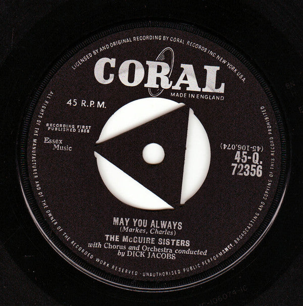 McGuire Sisters : May You Always (7", Single, Tri)