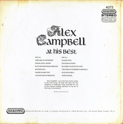 Alex Campbell (2) : Alex Campbell At His Best (LP, Album)