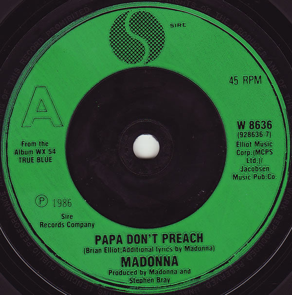 Madonna : Papa Don't Preach (7", Single, Gre)