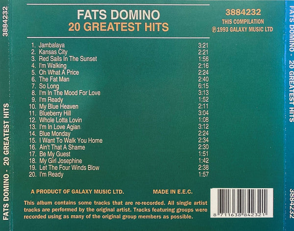 Fats Domino : 20 Greatest Hits (CD, Comp)