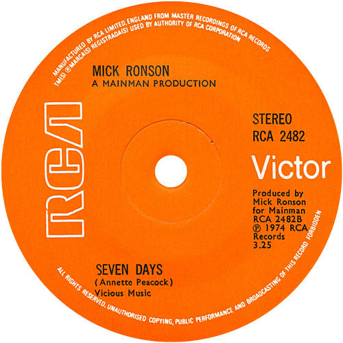 Mick Ronson : Billy Porter (7", Single, Sol)