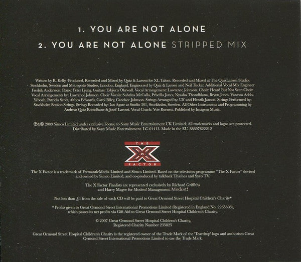 The X Factor Finalists 2009 : You Are Not Alone (CD, Single)