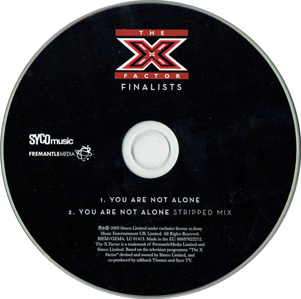 The X Factor Finalists 2009 : You Are Not Alone (CD, Single)