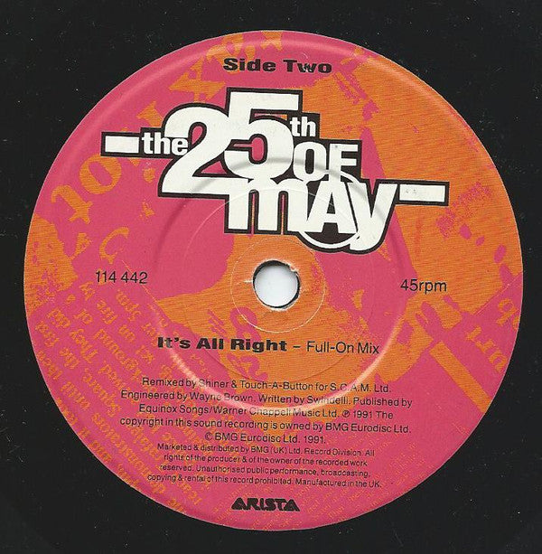The 25th Of May : It's All Right (7")