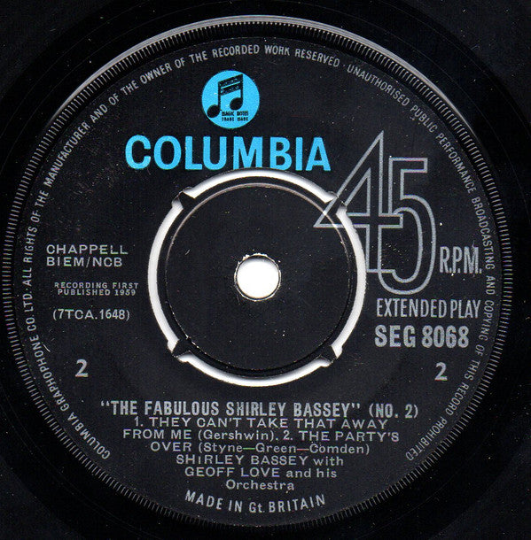 Shirley Bassey : The Fabulous Shirley Bassey (No. 2) (7", EP)
