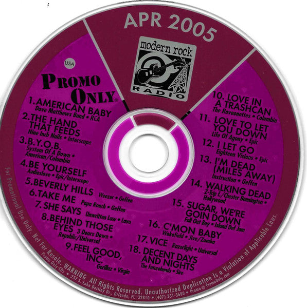 Various : Promo Only Modern Rock Radio: April 2005 (CD, Comp, Promo)