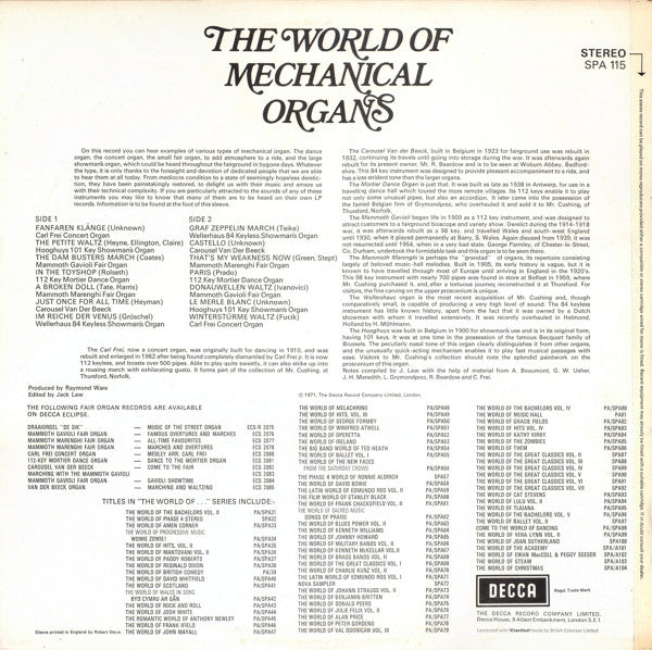 No Artist : The World Of Mechanical Organs (LP, Comp)