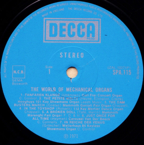 No Artist : The World Of Mechanical Organs (LP, Comp)