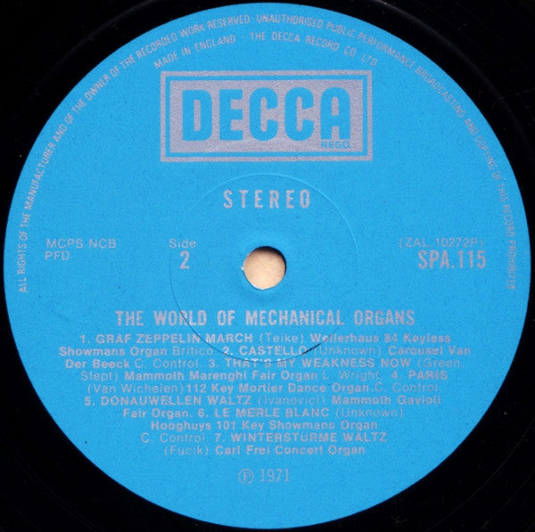 No Artist : The World Of Mechanical Organs (LP, Comp)