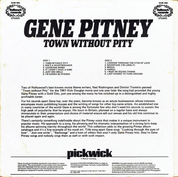 Gene Pitney : Town Without Pity (LP, Comp)