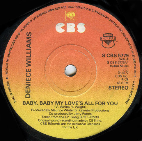 Deniece Williams : Baby, Baby My Love's All For You (7", Single, Sol)