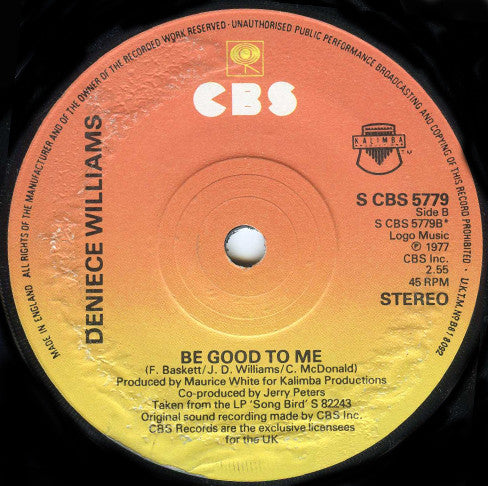 Deniece Williams : Baby, Baby My Love's All For You (7", Single, Sol)
