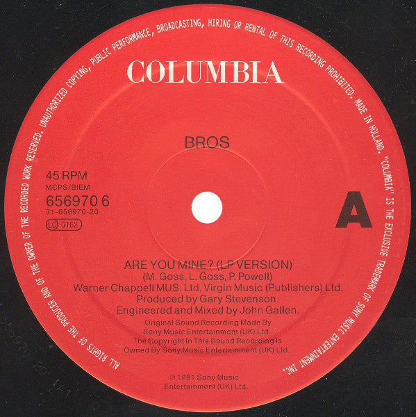 Bros : Are You Mine? (12", Single)