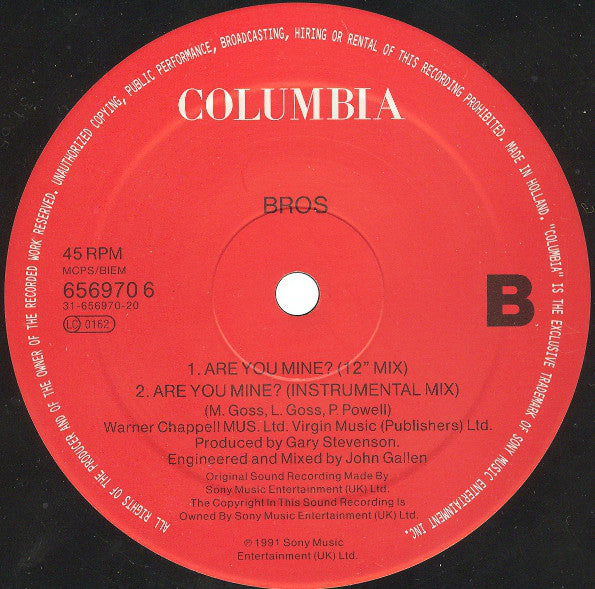 Bros : Are You Mine? (12", Single)