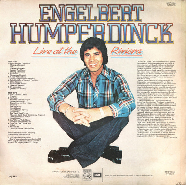 Engelbert Humperdinck : Live At The Riviera (LP, Album, RE)