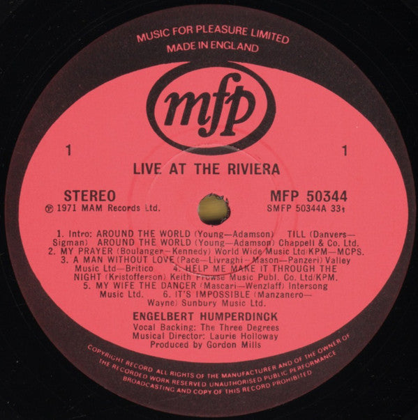 Engelbert Humperdinck : Live At The Riviera (LP, Album, RE)