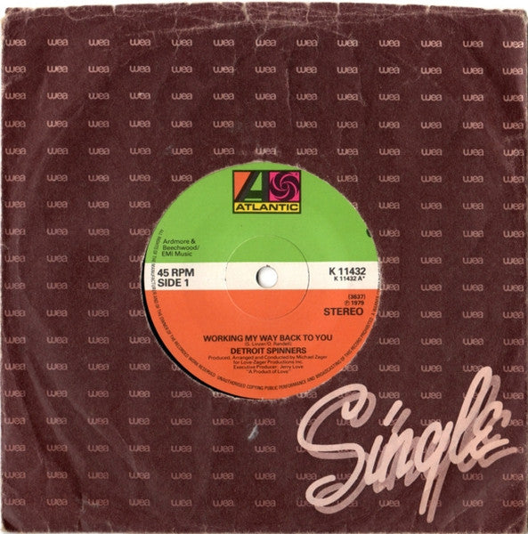 Spinners : Working My Way Back To You (7", Single)