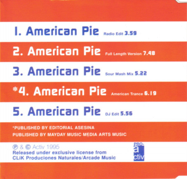 Just Luis : American Pie (CD, Single)