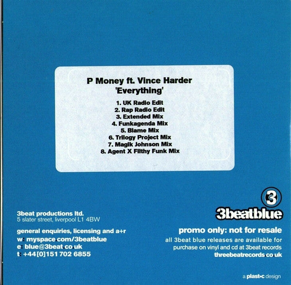 P-Money Ft. Vince Harder : Everything (CDr, Single, Promo)