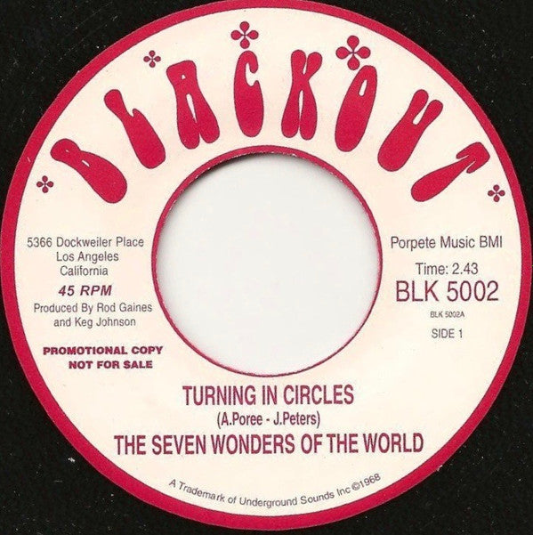 The Seven Wonders Of The World : Turning In Circles / Just One Chance To Say Goodbye (7", Promo)