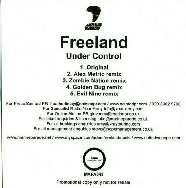 Adam Freeland : Under Control (CDr, Promo)