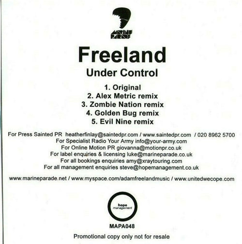 Adam Freeland : Under Control (CDr, Promo)