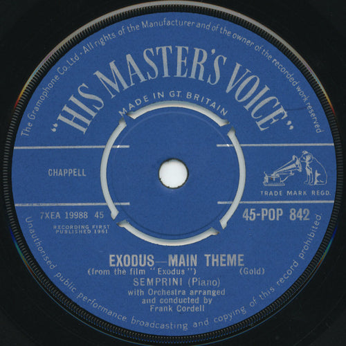 Alberto Semprini : Exodus - Main Theme (7")