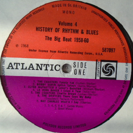 Various : History Of Rhythm & Blues Volume 4: The Big Beat 1958-60 (LP, Comp, Mono)